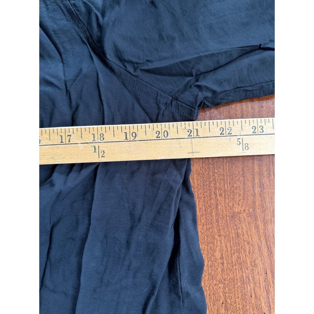 Banana Republic Womens Black Band Collar Button Down Blouse Shirred Yoke Large - Picture 5 of 6